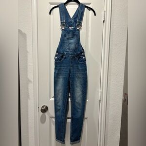 Hot Kiss Stretchy Distressed Dark Blue Women's Denim Overalls Sz 0